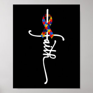 Autismus Faith Cross Autismus Autistic Funny Autis Poster