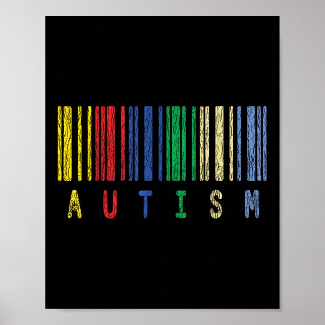 Autismus Farbenfrohe Barcode Unterstützung Autisti Poster (Vorne)