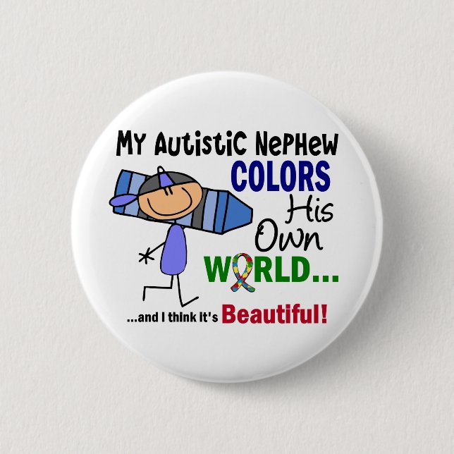 Autismus FÄRBT SEINEN EIGENEN WELTneffeen Button (Vorderseite)