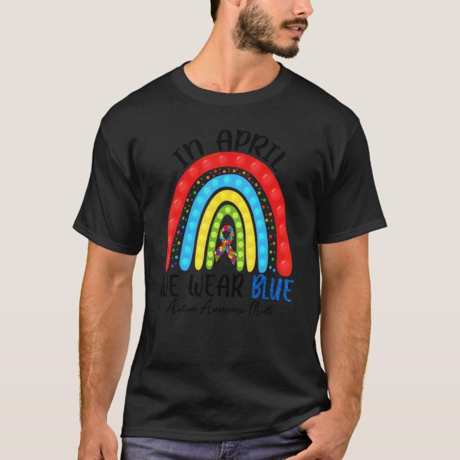 Autismus Fidget Regenbogen im April tragen wir Blu T-Shirt (Vorderseite)
