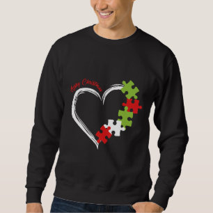 Autismus-frohe Weihnachts-Autismus Herz Puzzle Kos Sweatshirt