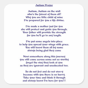 Autismus Gebet Quadratischer Aufkleber
