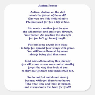 Autismus Gebet Quadratischer Aufkleber