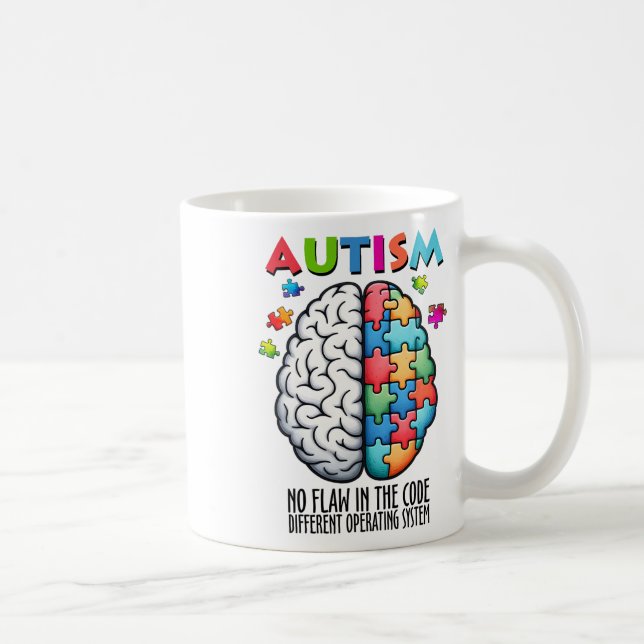 Autismus-Gehirn-Puzzle Kein Fehler im Code  Kaffeetasse (Rechts)