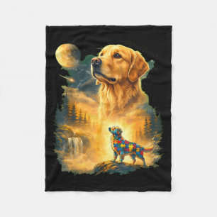 Autismus Golden Retriever heult zum Mond 90er Fleecedecke