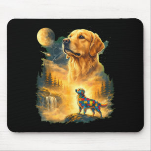 Autismus Golden Retriever heult zum Mond 90er Mousepad
