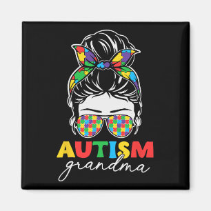 Autismus Grandma Messy Bun Byndana Autismus Bewuss Magnet