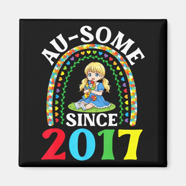 Autismus großartig ausome seit 2017 Bewusstsein 9. Magnet (Vorne)