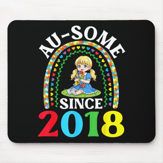 Autismus Großartig Ausome Seit 2018 Bewusstsein 8. Mousepad (Vorne)
