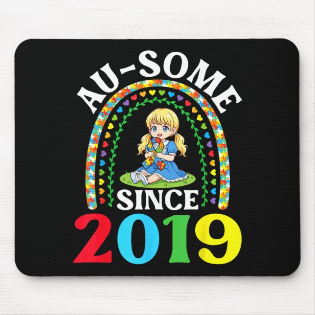 Autismus Großartig Ausome Seit 2019 Bewusstsein 7. Mousepad (Vorne)