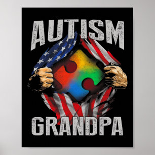 Autismus Großpa Amerikanischer Flaggenautismus Bew Poster