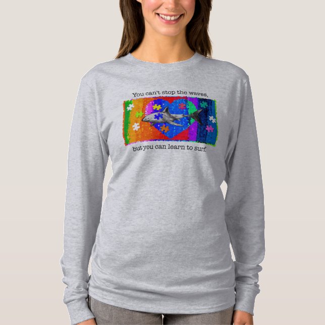 Autismus-Hai FRAUEN GRAU T-Shirt (Vorderseite)