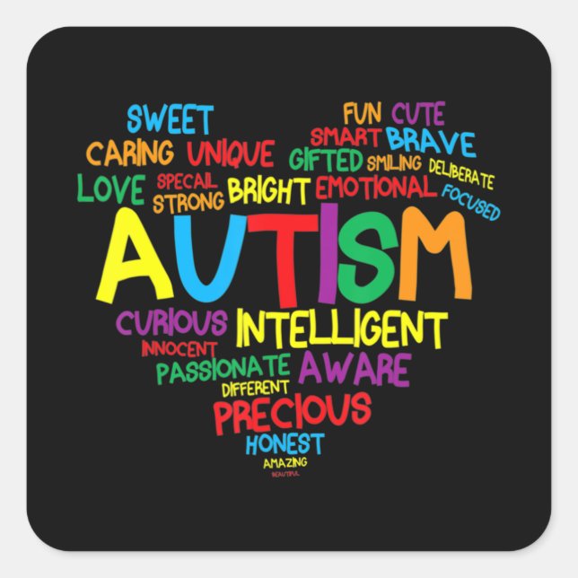 Autismus Herzautismus Aufklärung stolz Autismus Ma Quadratischer Aufkleber (Vorderseite)