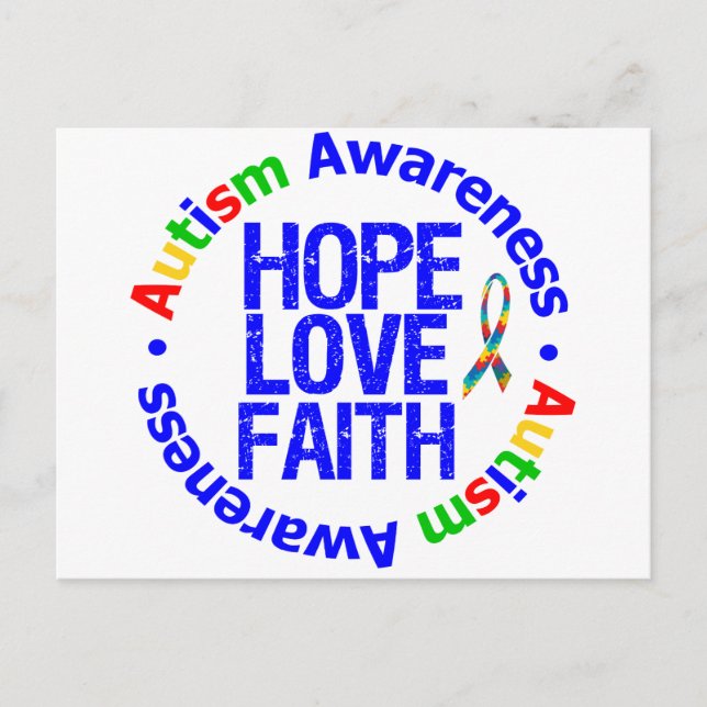 Autismus Hope Liebe Faith Postkarte (Vorderseite)