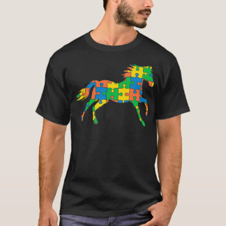 Autismus Horse Autismus Month Ribbon Puzzle Unters T-Shirt