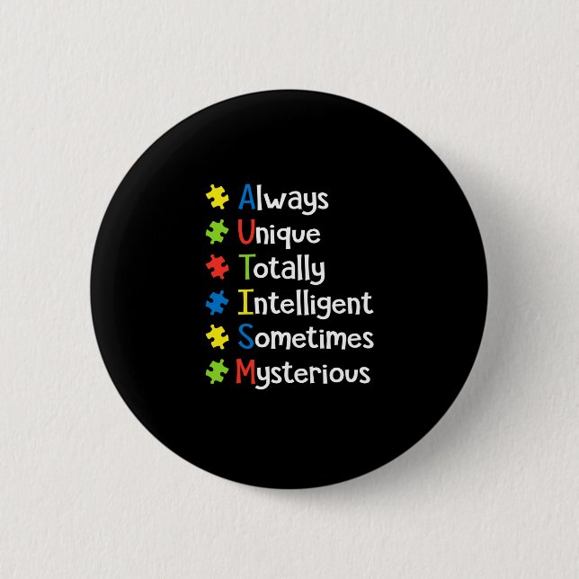 Autismus immer einzigartig, manchmal völlig intell button (Vorderseite)