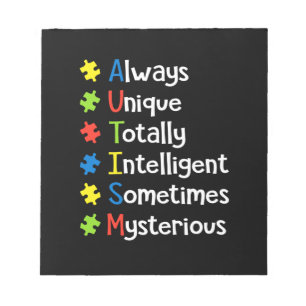 Autismus immer einzigartig, manchmal völlig intell notizblock