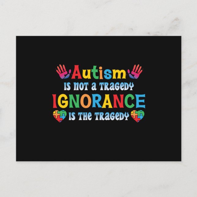 Autismus ist keine tragische Unwissenheit ist die  Einladungspostkarte (Vorderseite)
