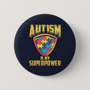 Autismus ist mein superpower Gold Red Blue Puzzle Button