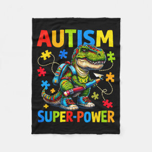 Autismus ist meine Superkraft Dino T-Rex Puzzle Fleecedecke