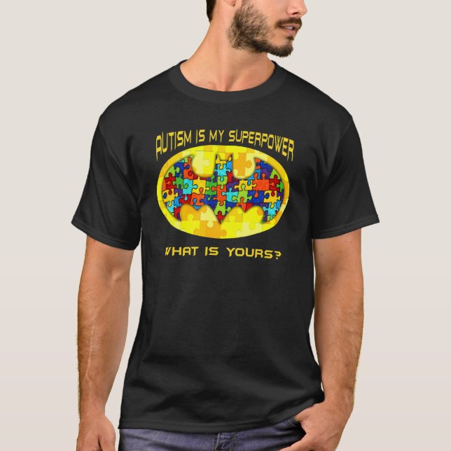 Autismus ist meine Supermacht Bat Autismus Superhe T-Shirt (Vorderseite)