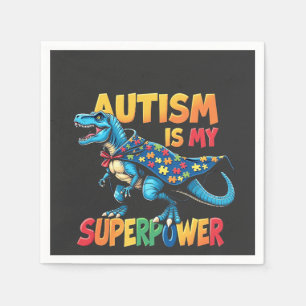 Autismus ist meine Supermacht Dinosaurier Autismus Serviette