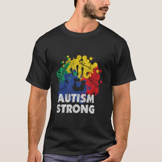 Autismus ist stolz auf starkes autistisches Bewuss T-Shirt (Vorderseite)