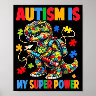 Autismus ist Superkraft Dino T Rex Puzzle Autismus Poster