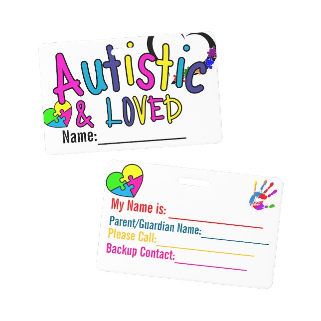 Autismus-Karten-ID-Warnname-Ausweis Ausweis (Autism Alert Id Name Badge)