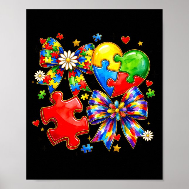 Autismus Kokette Bogen Puzzle Collage Autismus Bew Poster (Vorne)
