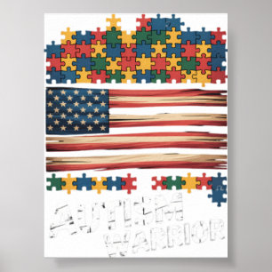 Autismus Krieger Bewusstsein Unterstützung USA-Fla Poster