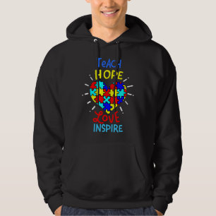 Autismus Lehre Liebe Hoffnung Inspirieren Puzzle T Hoodie