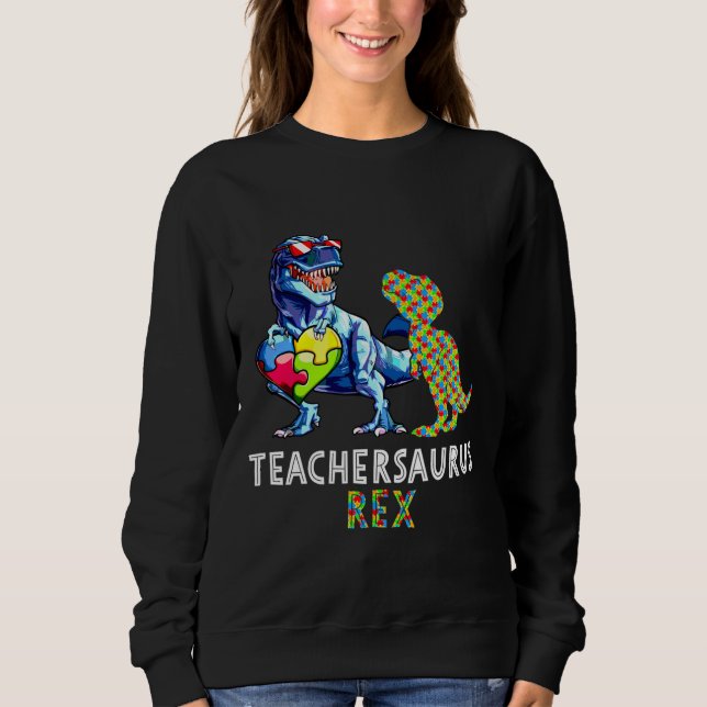 Autismus Lehrer Dinosaur Teachersaurus Rex Active Sweatshirt (Vorderseite)
