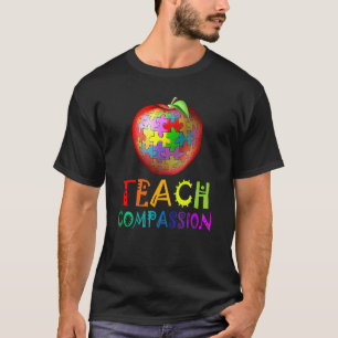 Autismus-Lehrer lehrt Mitgefühl Apfel-Puzzle Autis T-Shirt