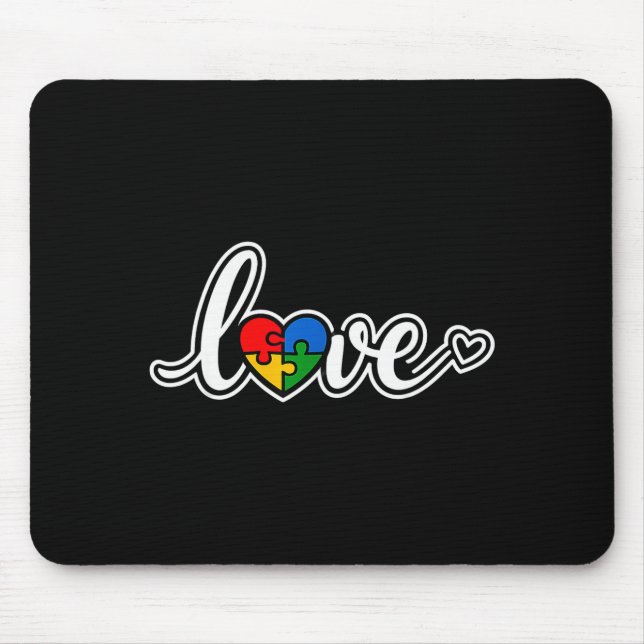 Autismus-Liebe-Puzzle-Herz-Bewusstsein Mousepad (Vorne)