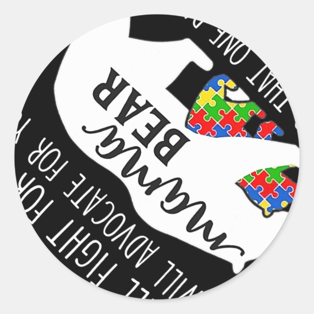 Autismus Mama Bear ich sprechen kämpfen für Y Runder Aufkleber (Vorderseite)