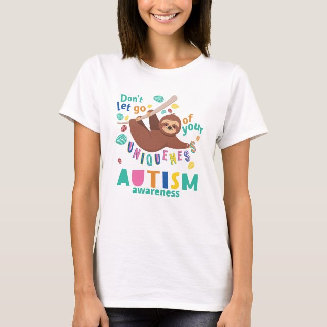 Autismus Mama Einzigartigkeit Sloth Boho T-Shirt (Vorderseite)