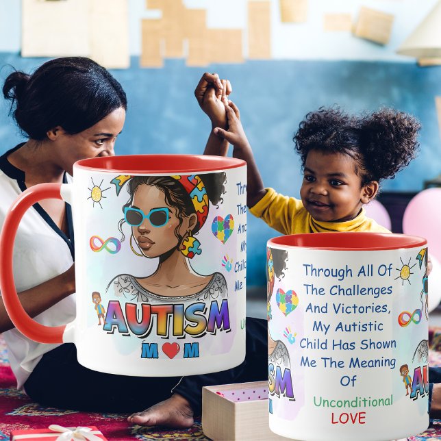 Autismus-Mama" Empowerment Anpassbare Tasse ( Celebrating Every Victory" Embrace the power of love and advocacy with our "Autism Mom" mug)
