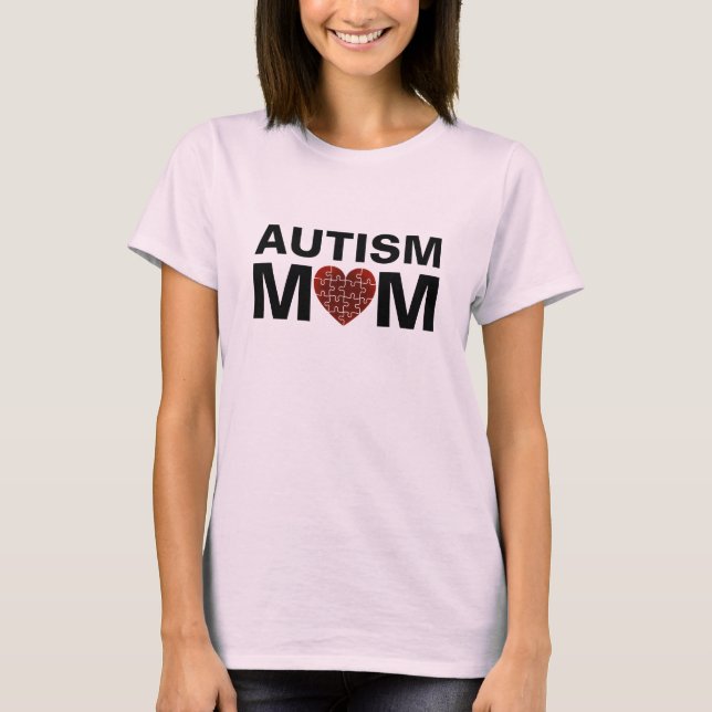 Autismus-Mama-Herz-Liebe-Puzzlespiel T-Shirt (Vorderseite)
