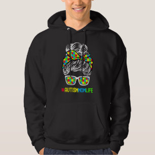 Autismus Mama Lebensbewusstsein Messy Bun Puzzle P Hoodie
