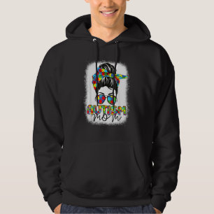 Autismus Mama Life Messy Bun gebleicht Motheru2019 Hoodie