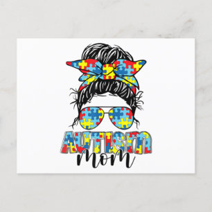 Autismus Mama Life Messy Bun Sonnenbrille Bandana Postkarte