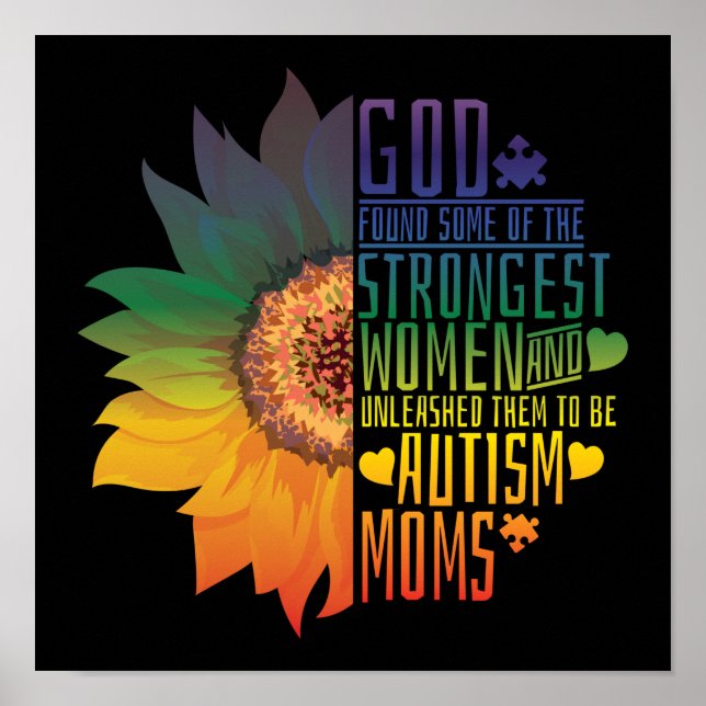 Autismus Mama Mama God Strongest Women Blume Poster (Vorne)