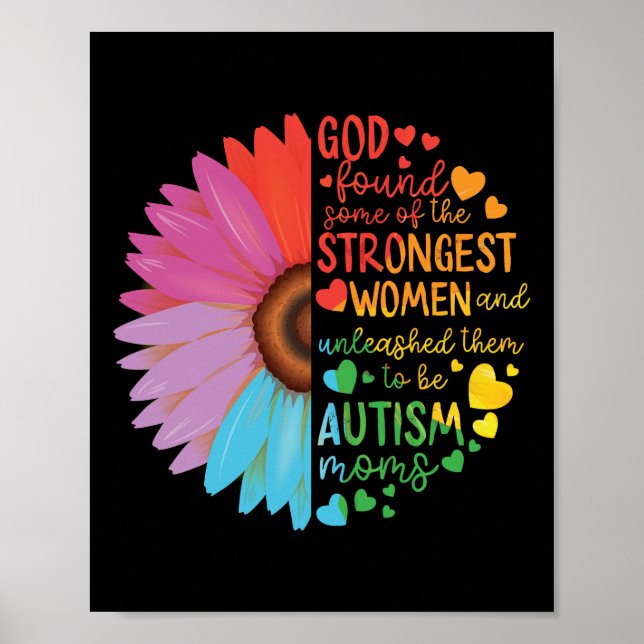 Autismus Mama Mama God Strongest Women Blume Poster (Vorne)