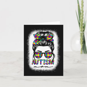 Autismus Mama Messy Bun Puzzle Piece Bewusstsein M Karte