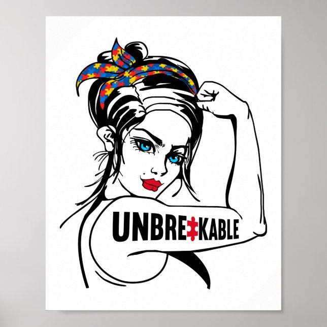 Autismus Mama Mutter Mama Unzerbrechliche Rosie Th Poster (Vorne)