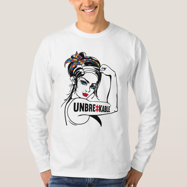 Autismus Mama Mutter Mama Unzerbrechliche Rosie Th T-Shirt (Vorderseite)