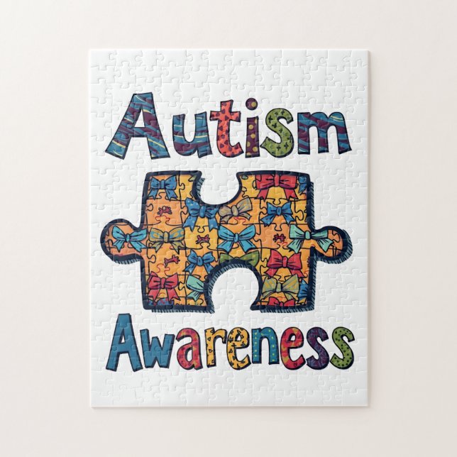 Autismus Mama Puzzle Piece Coquette Bow Ribbon Aut (Vertikal)