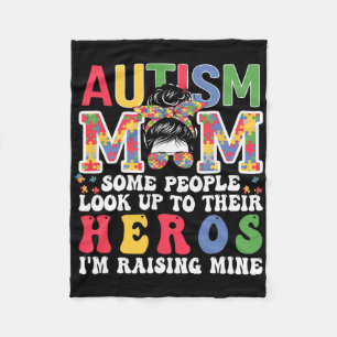 Autismus Mama Raising - Hero Groovy Messy Bun Auti Fleecedecke