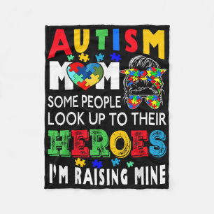 Autismus Mama Raising Hero Groovy Messy Bun Autism Fleecedecke